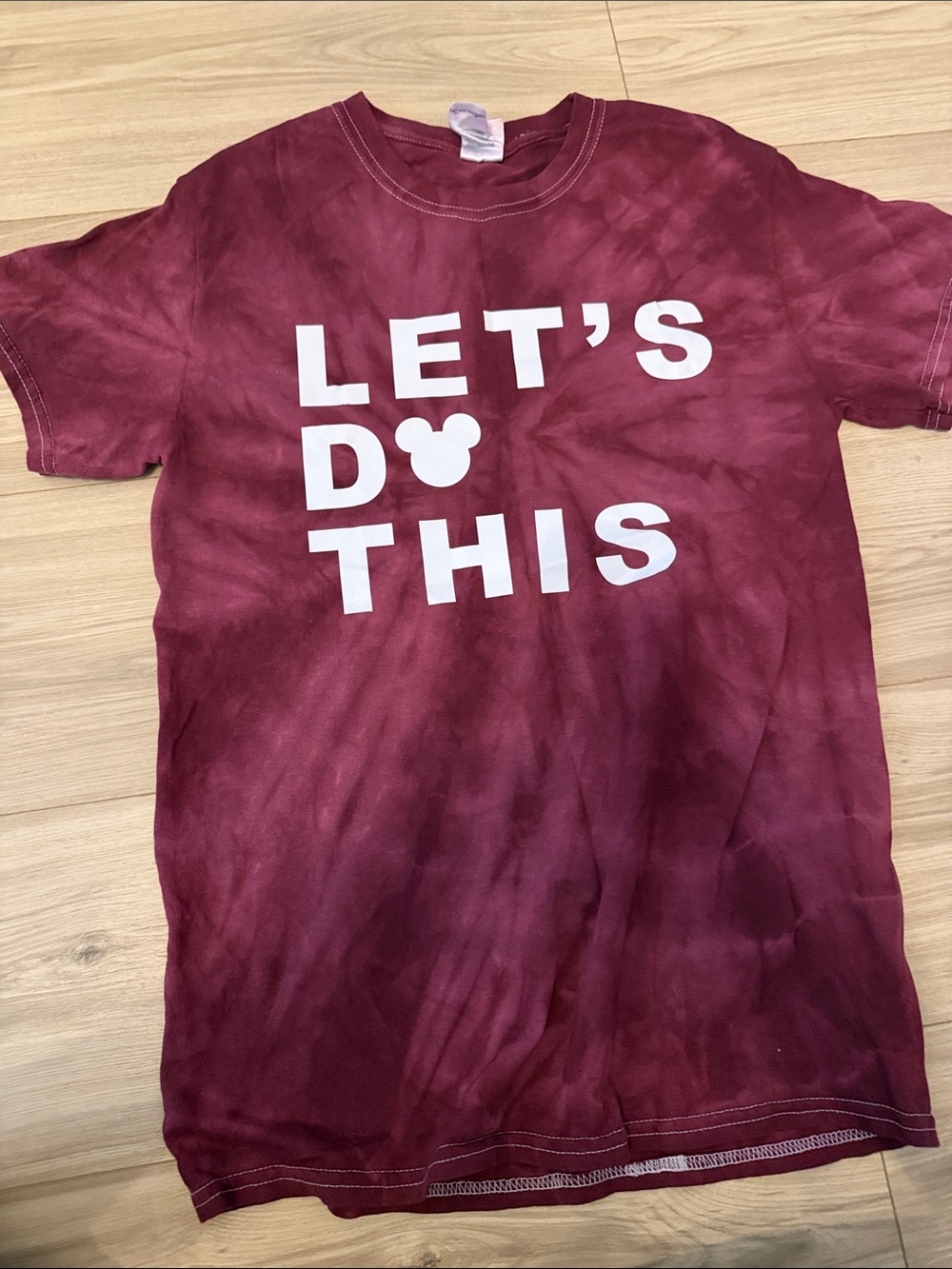 Disney vacation ready Maroon Tye -Dye 'LET'S DO THIS' Graphic Tee